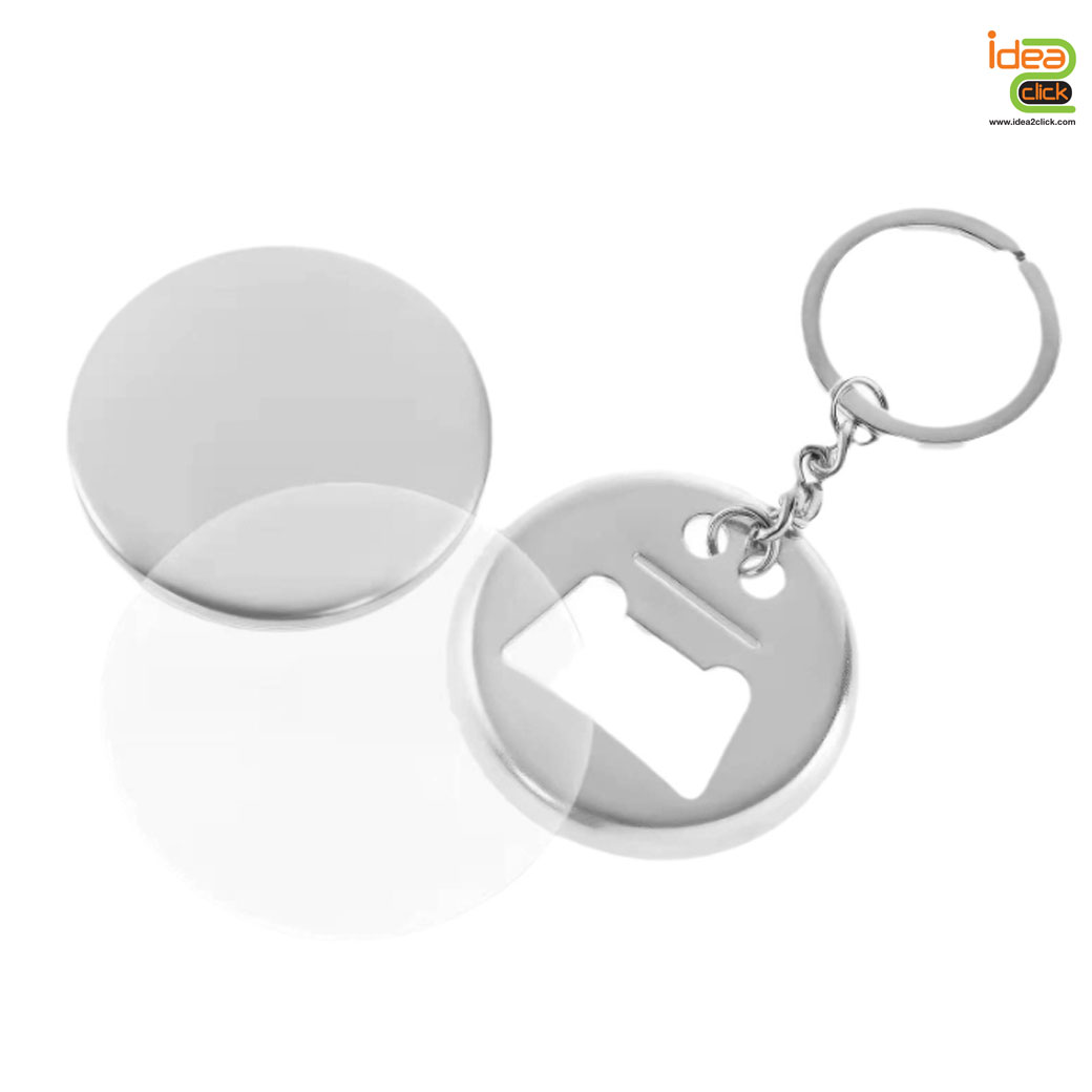 พวงกุญแจที่เปิดขวดทรงกลม หลังโลหะ ขนาด 44 mm.